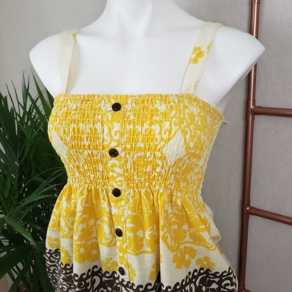 Roxy Smocked Floral Tank Blouse (Large) - Picture 2 of 8